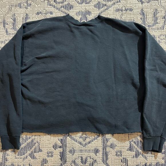 VTG 90's Black Nike Copped Swoosh Crewneck Boxy Sweatshirt SZ L - Picture 3 of 6